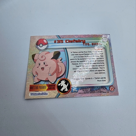 Pokemon 1999 TOPPS Clefairy #35 Blue Logo Chrome Foil TV Animation Edition Card - Picture 3 of 4
